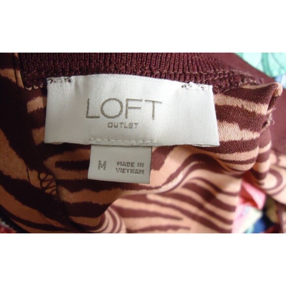 Loft Outlet Halter Tank Top Flowing Tunic Red Zebra Stripe Quarter Zip Size Med - Picture 3 of 9